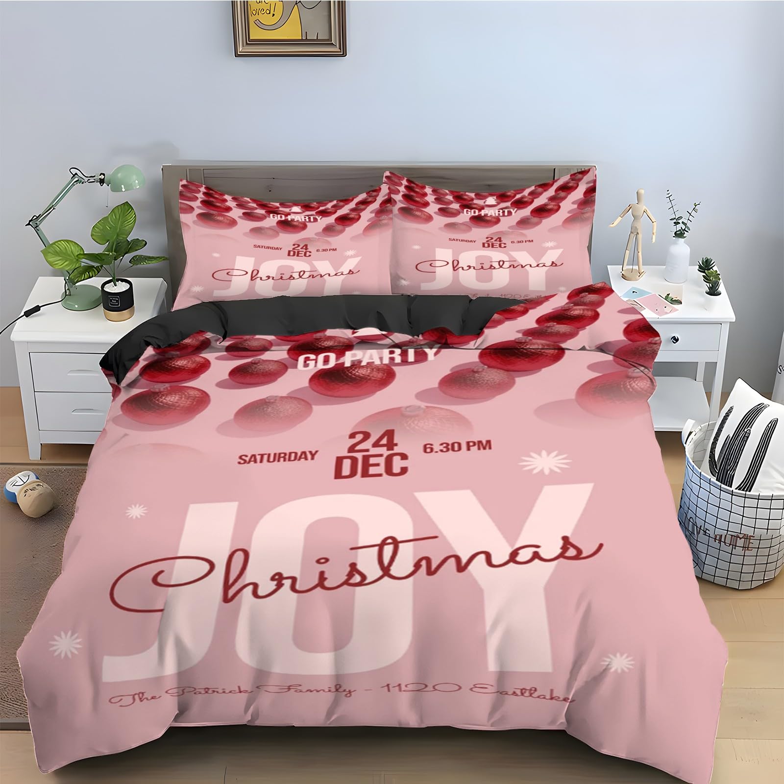 Parure de lit Noël 200x200 cadeau idéal réveillon 3 pièces
