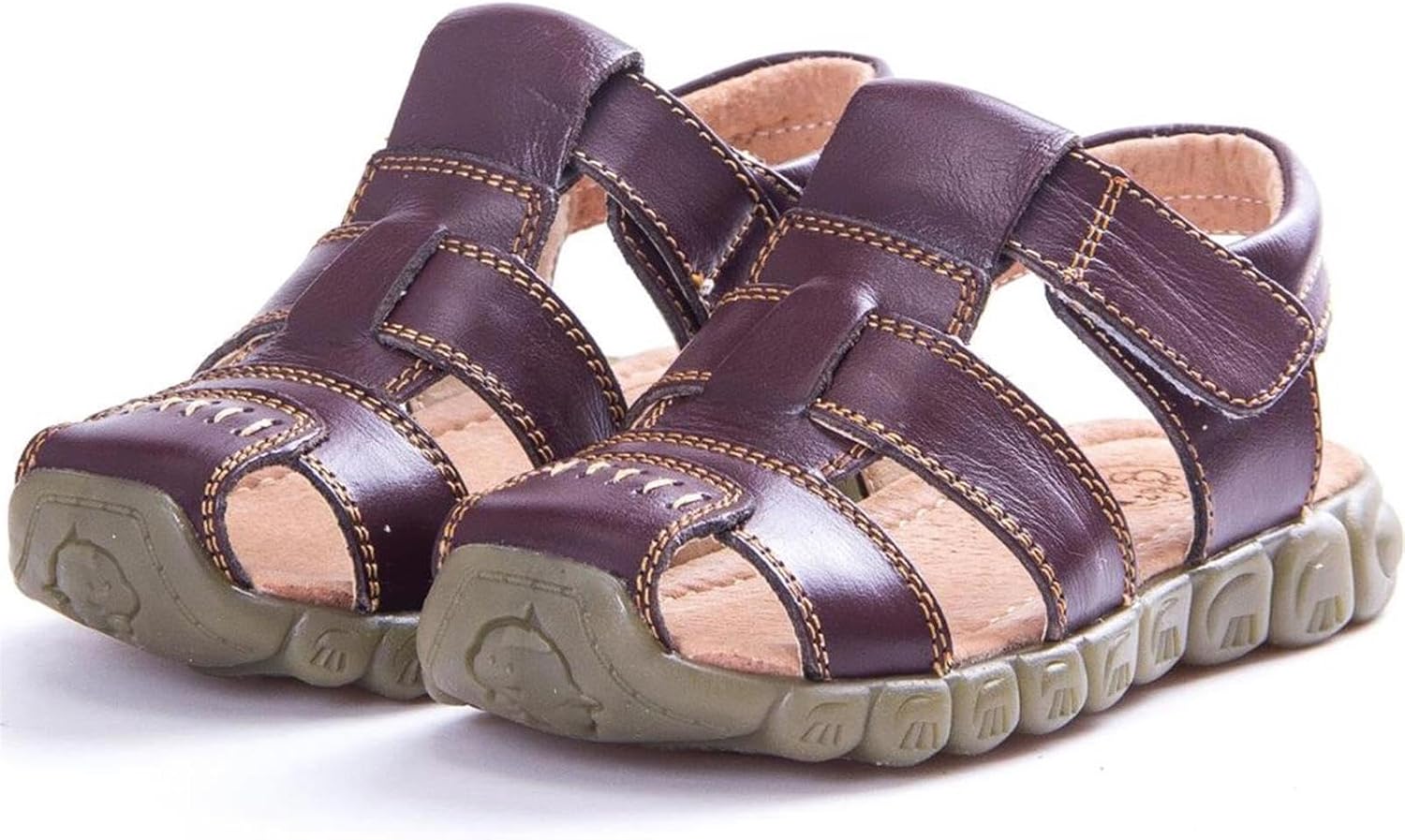 PPXID Boys Girls Leather Close Toe Outdoor Sports Sandals Beach Sandals