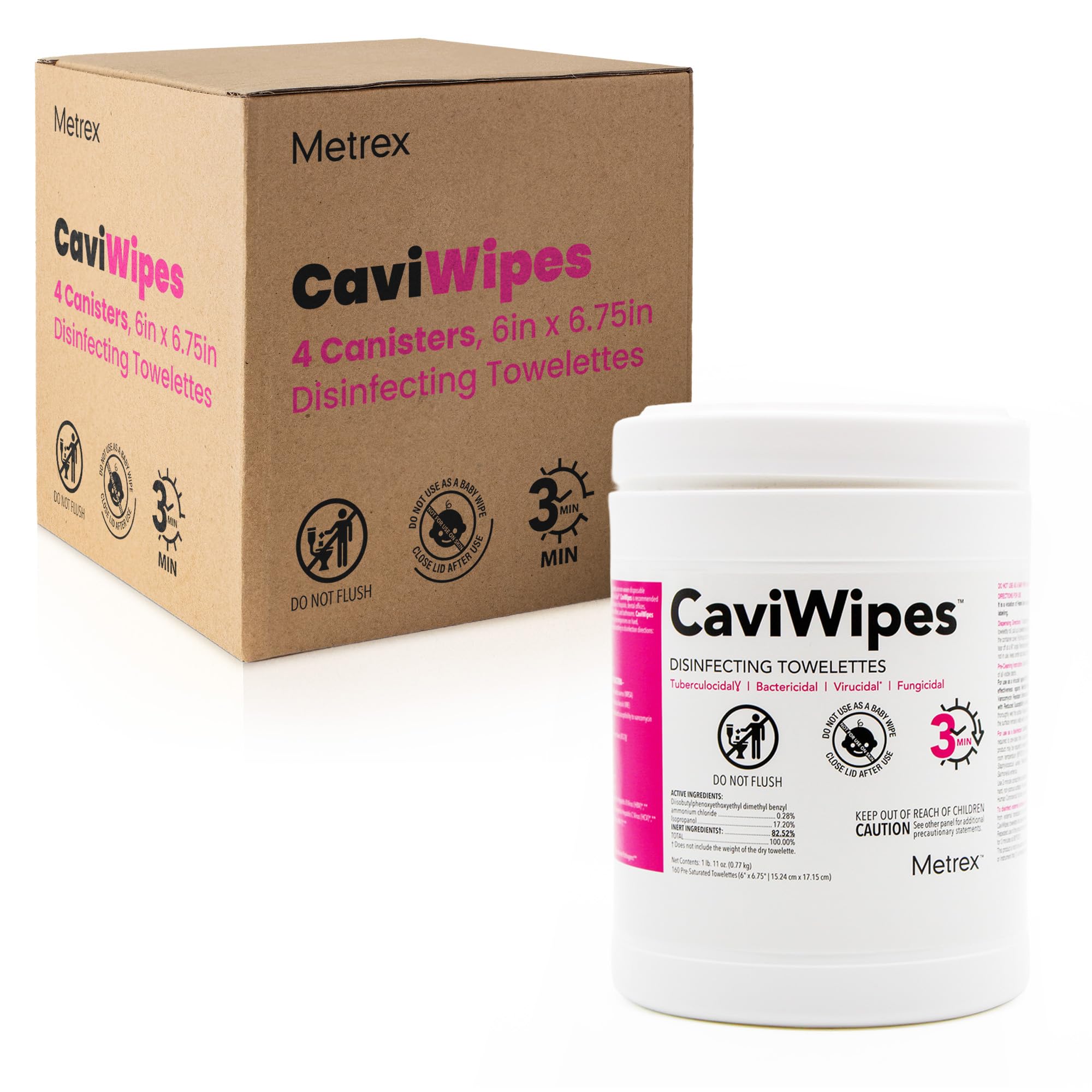 Metrex CaviWipes Disinfecting Wipes, 160 Ct Canister, 4-Pack