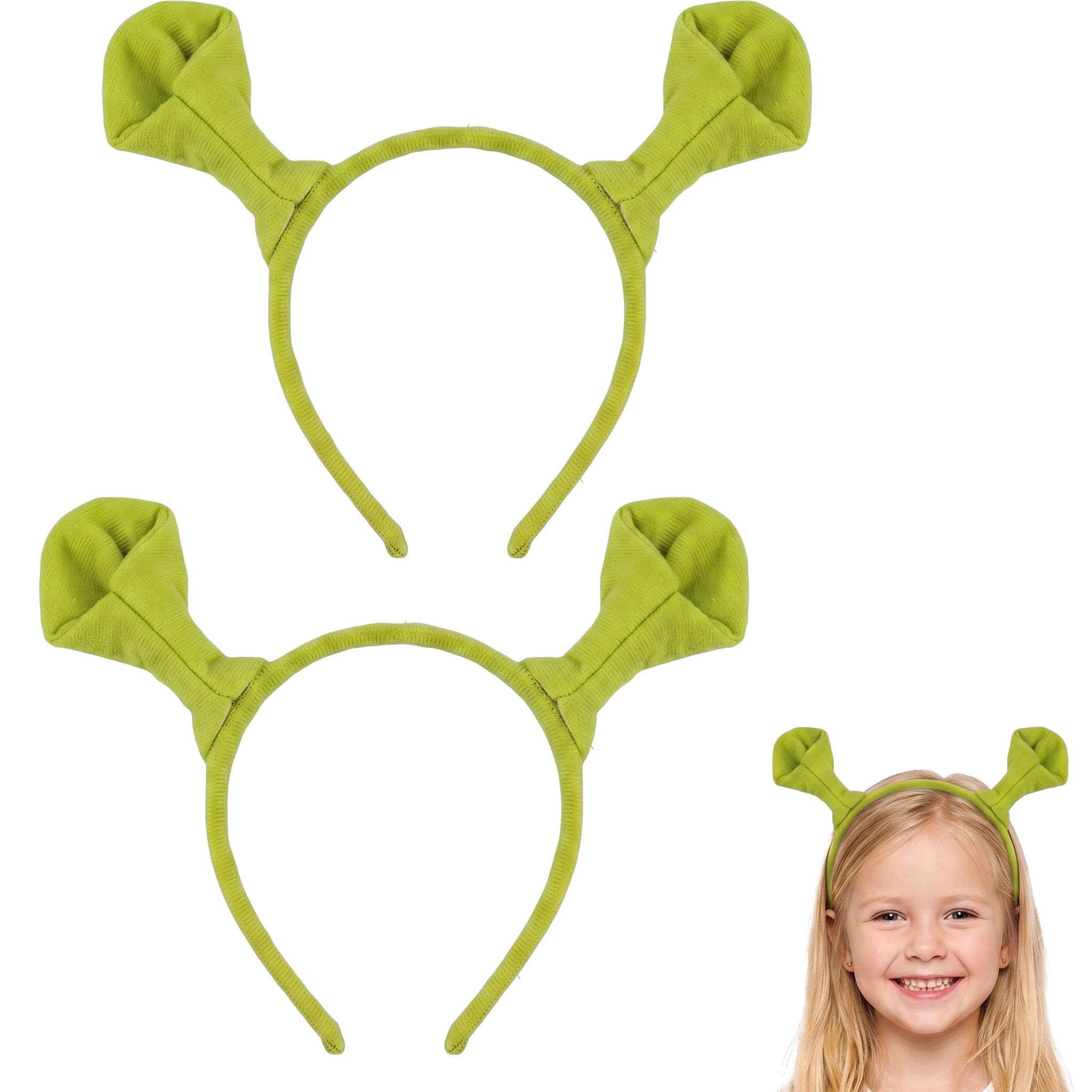 TAOYINGSHOP 2 Pcs Ears Headband,Green Monster Ears Headbands,Cute Funny Costume Headband for Kids & Adult Cosplay Costumes,Halloween Christmas Party,Cosplays Events and Theme Parties Photos Daily Use