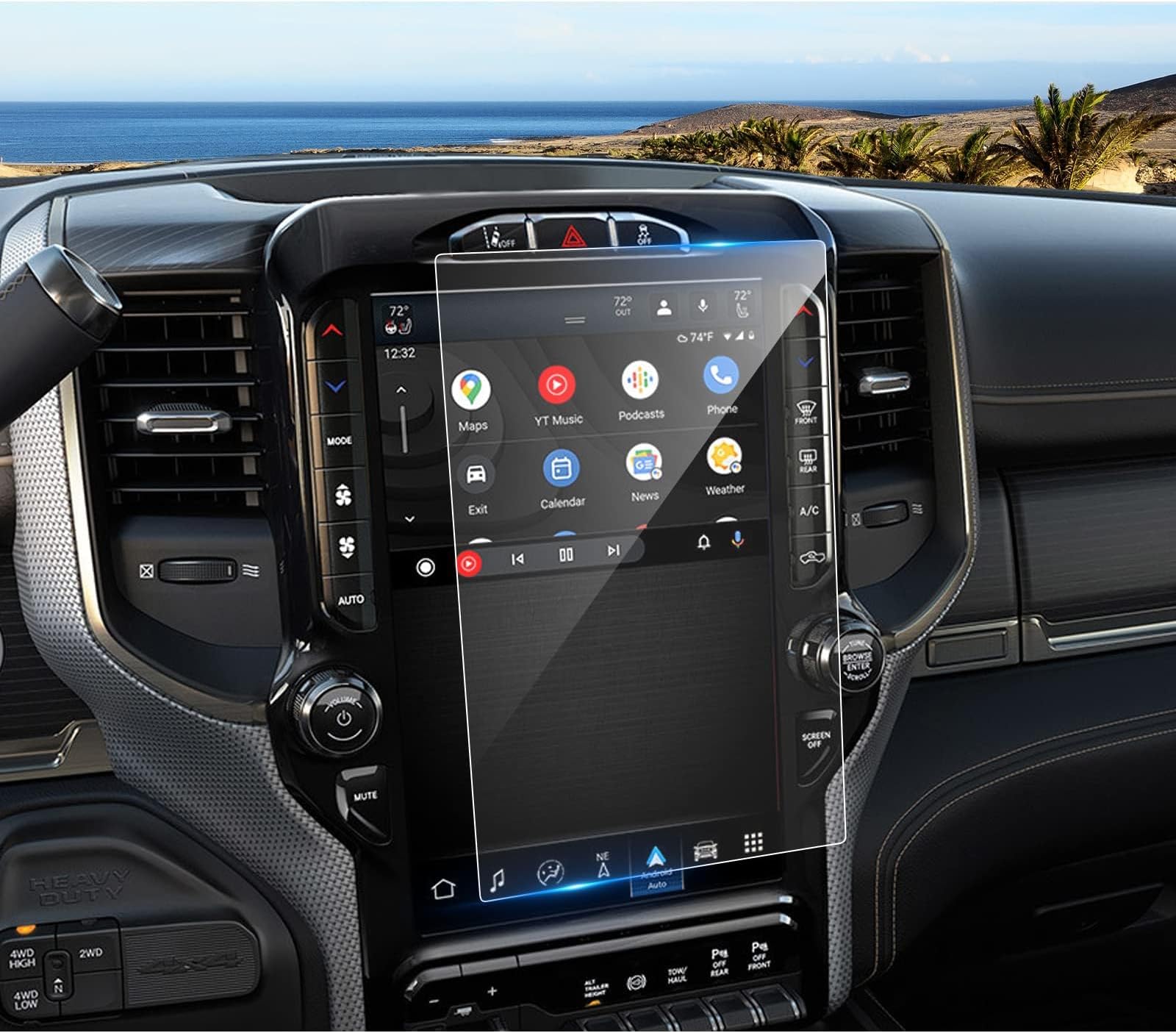 2019-2025 2026 Ram 1500 2500 3500 Screen Protector for Dodge Ram (Laramie/Rebel/RHO/Limited/Limited Longhorn/TRX) Uconnect 12-inch Touchscreen, 9H Tempered Glass 2025 Ram 1500 Accessories 12"