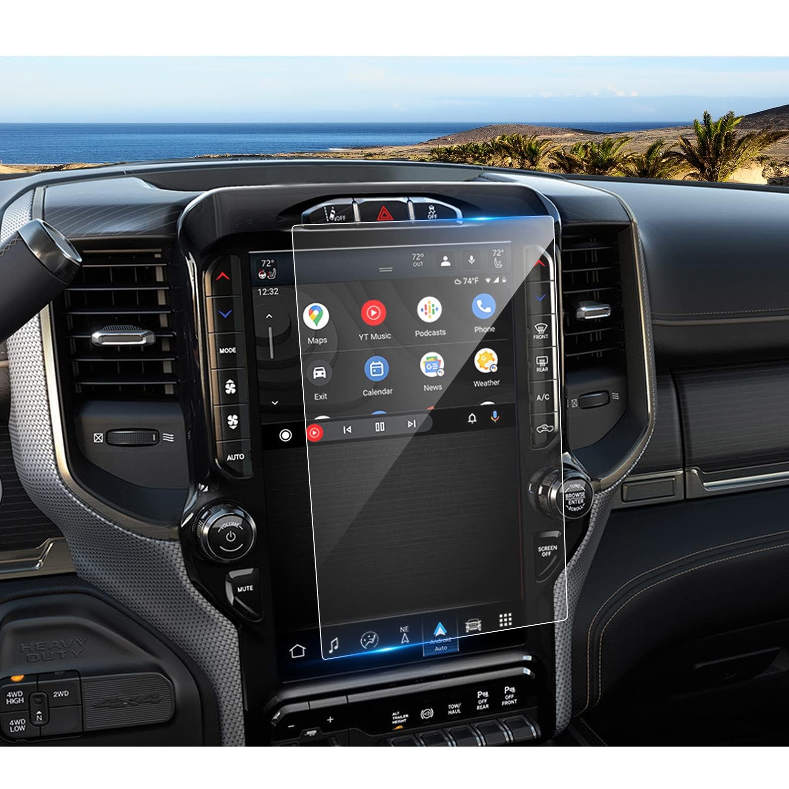 2019-2025 2026 Ram 1500 2500 3500 Screen Protector for Dodge Ram (Laramie/Rebel/RHO/Limited/Limited Longhorn/TRX) Uconnect 12-inch Touchscreen, 9H Tempered Glass 2025 Ram 1500 Accessories 12"