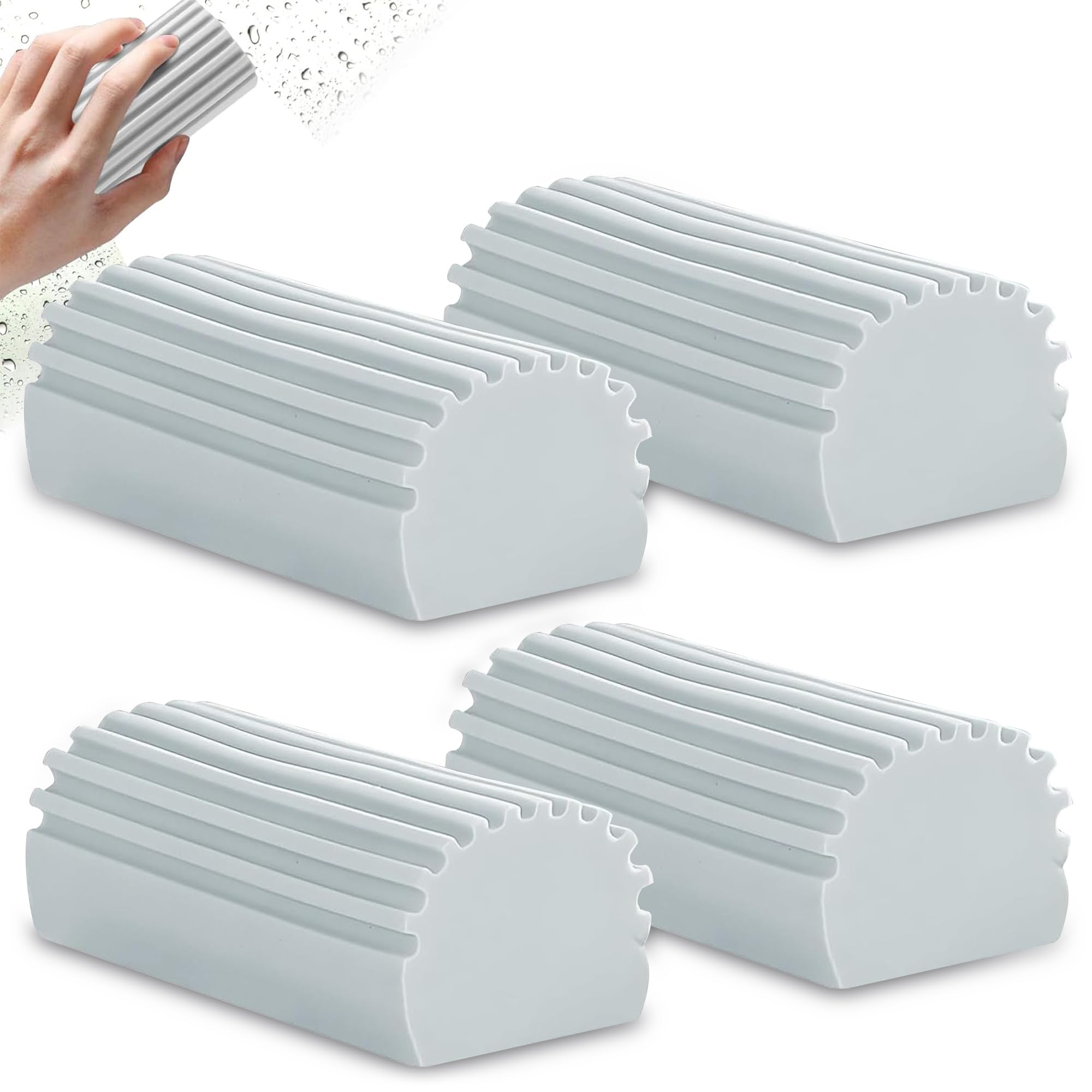 NEMART Pack 4 Unidades de Esponja Atrapapolvo de PVA Multiusos - Plumero Humedo - abosorvente, Reutilizables y duraderas para Limpieza del hogar, Cocina y Coche (Gris, 4)
