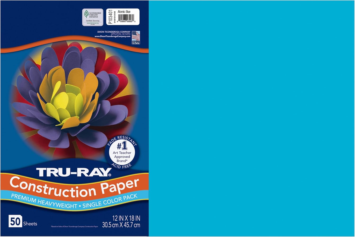 Pacon Construction Paper 76lb 12"x18" 50/PK Atomic Blue (12" x 18" Atomic Blue) Thumbnail