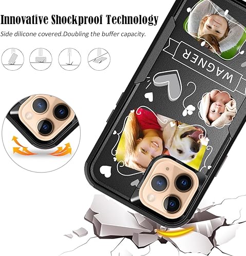 Vista 232 de Funda de fotos personalizada para Apple iPhone 11 Pro Max, patrón de collage a cuadros, personalizado para hacer imágenes en gruesa 3 híbrida Rosa