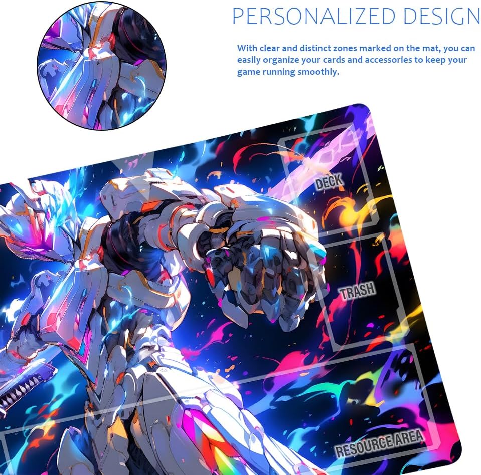 GCG Playmats with Zones - 24"x14" Unofficial GCG Card Game Mat New Player Compatible TCG Player Include Storage Bag (GAODA (4)-Zone)
