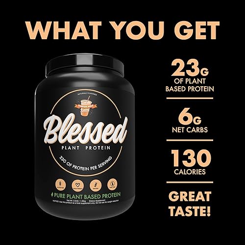 Miniatura 4 de Blessed Proteína vegana en polvo  Batido de proteína a base de plantas en polvo de reemplazo de comidas  0.81 oz de proteína de guisante en polvo