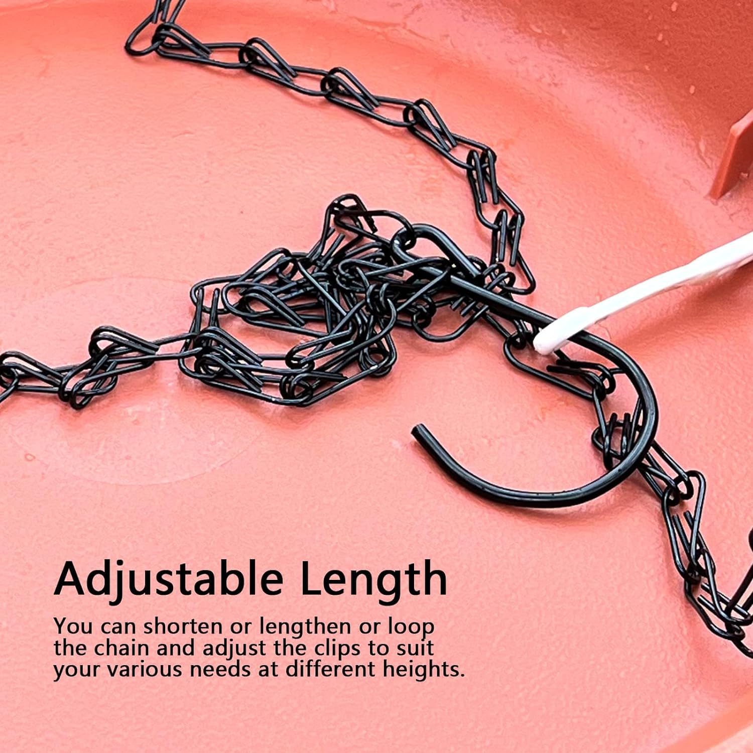 NUOOO 5 Pack Hanging Basket Chains 3 Point 16 Inch Flower Pot Chains For Hanging Plants With 3 Clip Hooks Heavy Duty Black Metal Chain Hangers For Hanging Plants Flowers Baskets