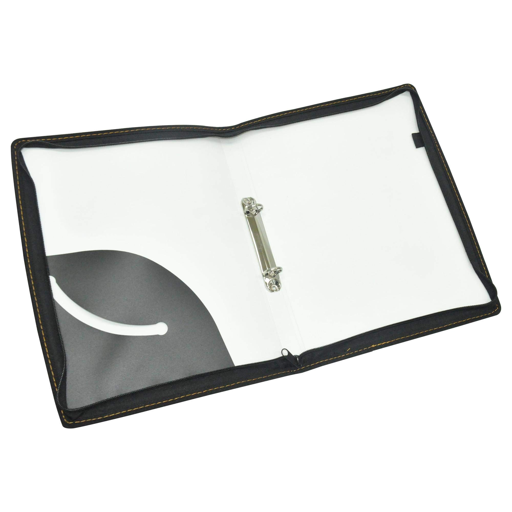 FIS Zipper Folio Ring Binder With Docket 2 Ring Binder White/Black Color, A4 Size - FSPG1318
