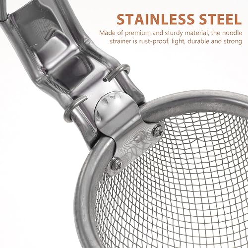 Miniatura 2 de ZzzaNa Colador de fideos de acero inoxidable Cesta de pasta de malla para pasta, cesta de hervir espagueti, tamiz de malla de alambre fino, cuchara