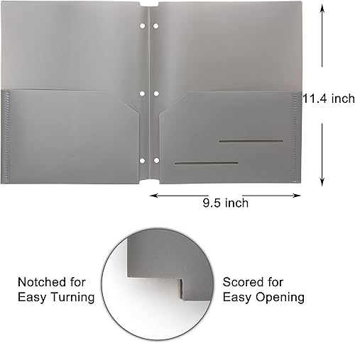 Miniatura 2 de Youngever Paquete de 6 carpetas de plástico resistente con dos bolsillos, separadores de carpetas con bolsillo, carpeta perforadora de 3 agujeros