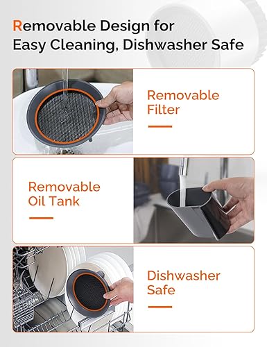 Miniatura 6 de Campana extractora de cocina portátil, ventilador silencioso de 3 velocidades para encimera con filtros de carbono duales, taza de aceite grande