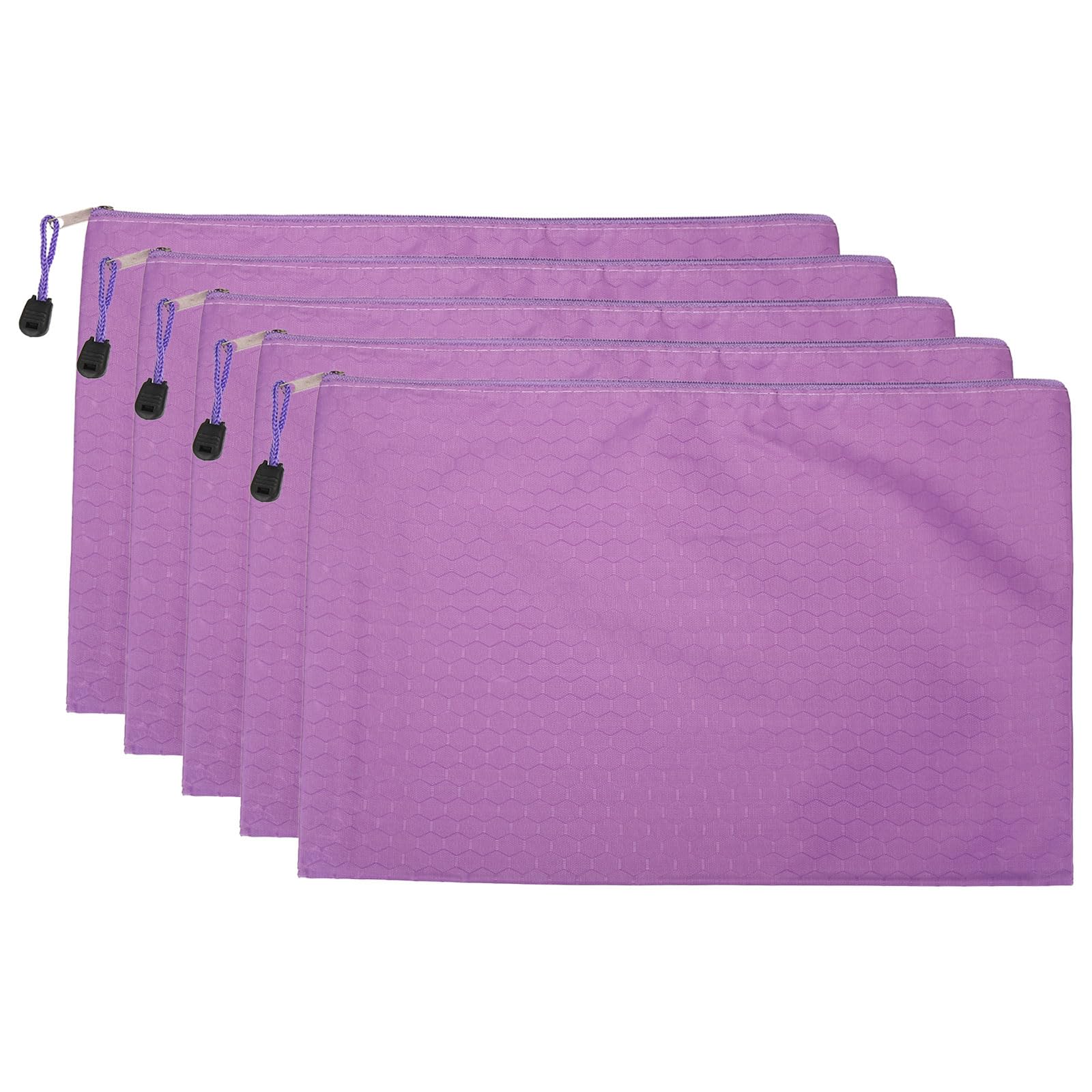 PATIKIL Waterproof Zipper File Bags, 5 Pack A4 Document Holders Pencil Pouch for Office, Purple — image 1