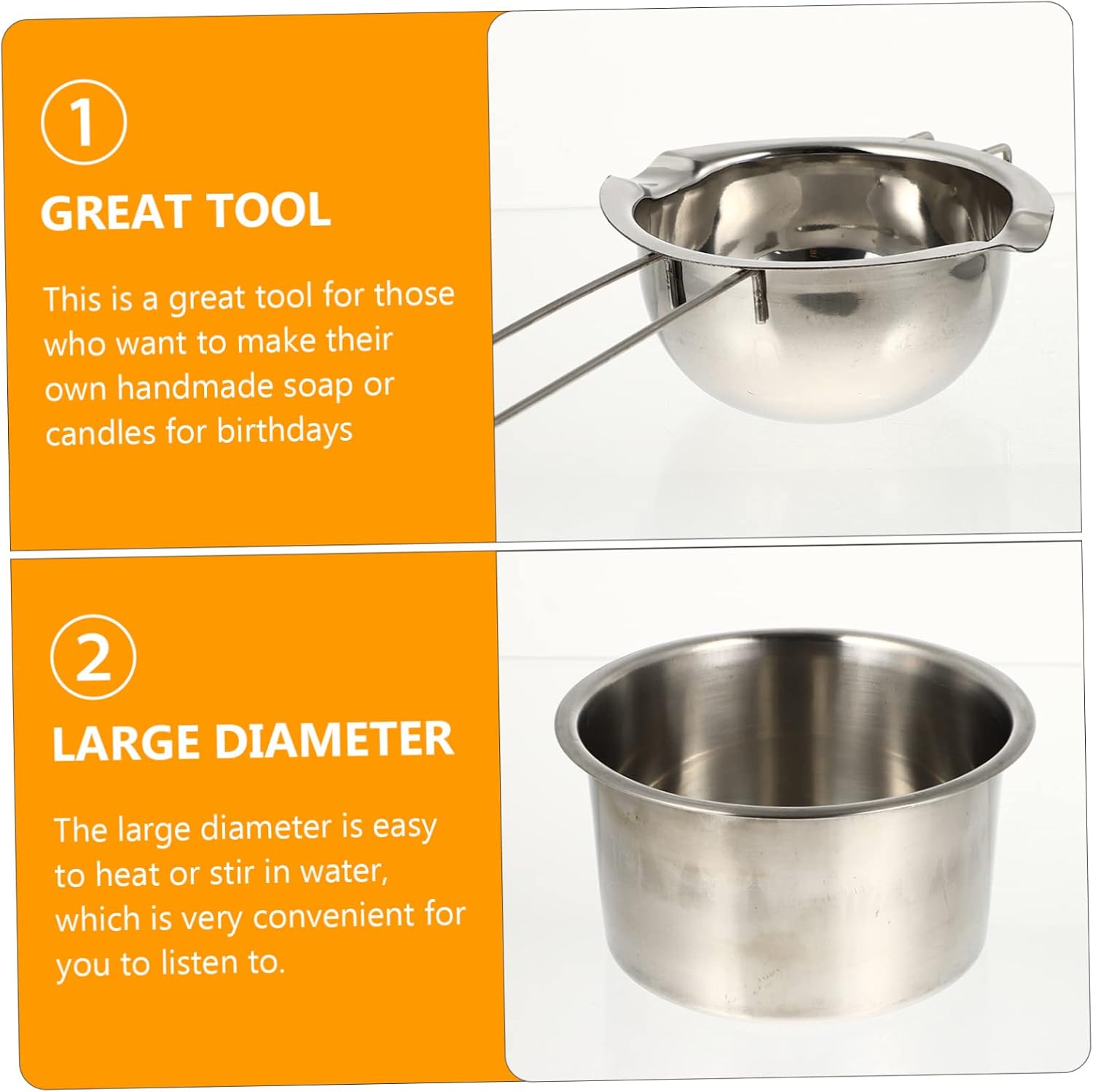 Soap Melting Pot Stainless Steel with Long Handle, Safe Portable Xmas