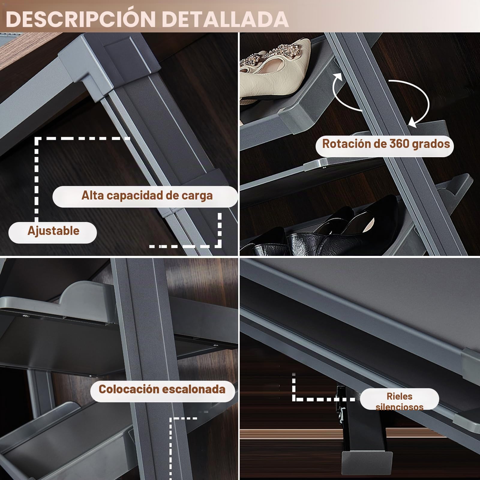 Zapatero Armario Giratorio 360, Extraible Extensible Zapatero Entrada Recibidor Metalico per Spazi Ristretti Piccoli Black 10-Layer