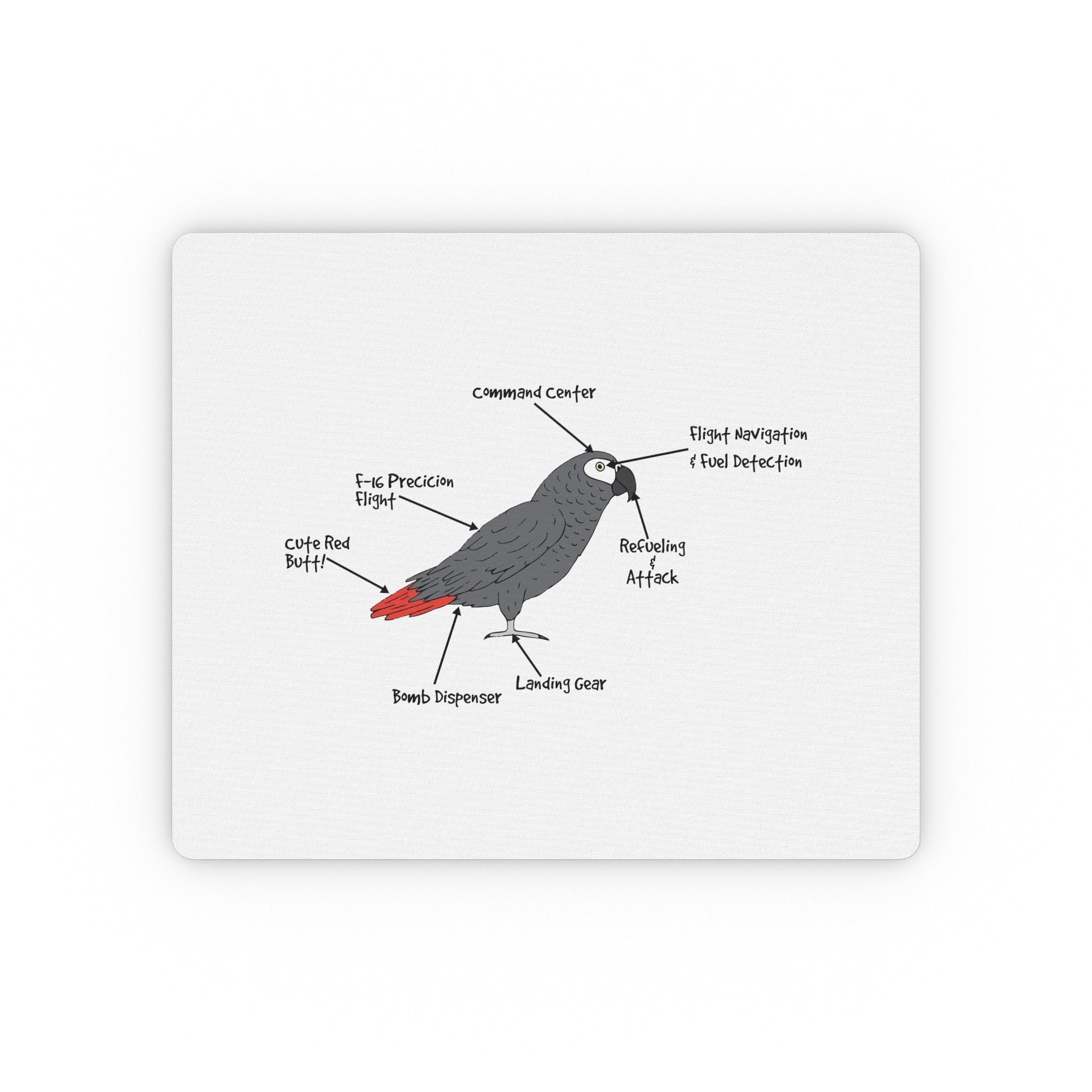 Novelty African Grey Parrot Anatomy Graphic Tee Shirt Gift | Cute Birds Physiology Enthusiast Men Women T Shirt Rectangular Mouse Pad 9.3″ x 7.8" / Rectangle