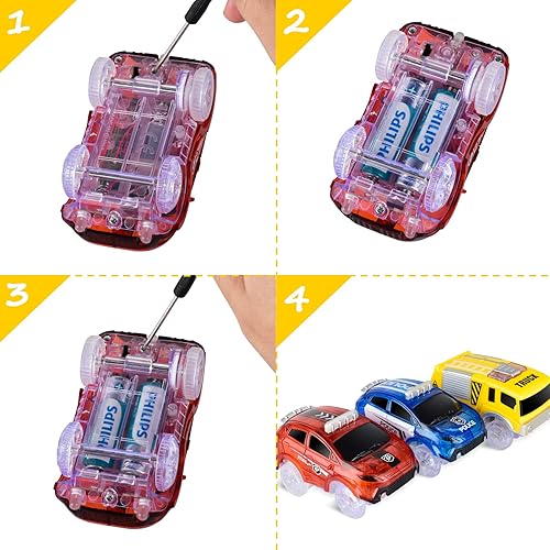 Miniatura 3 de Coches de repuesto solo para autos de juguete iluminados con 5 luces LED intermitentes juguetes de carreras accesorios de pista compatibles con