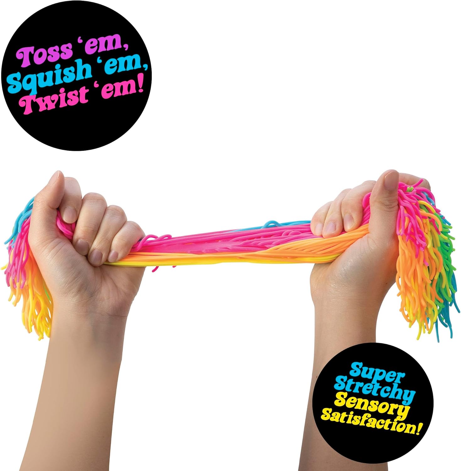 Schylling NeeDoh Ramen Noodlies - Sensory Squeeze Toy - Contains 5 Noodle Clumps - 8.5" Long - Multicolored (Pack of 1)