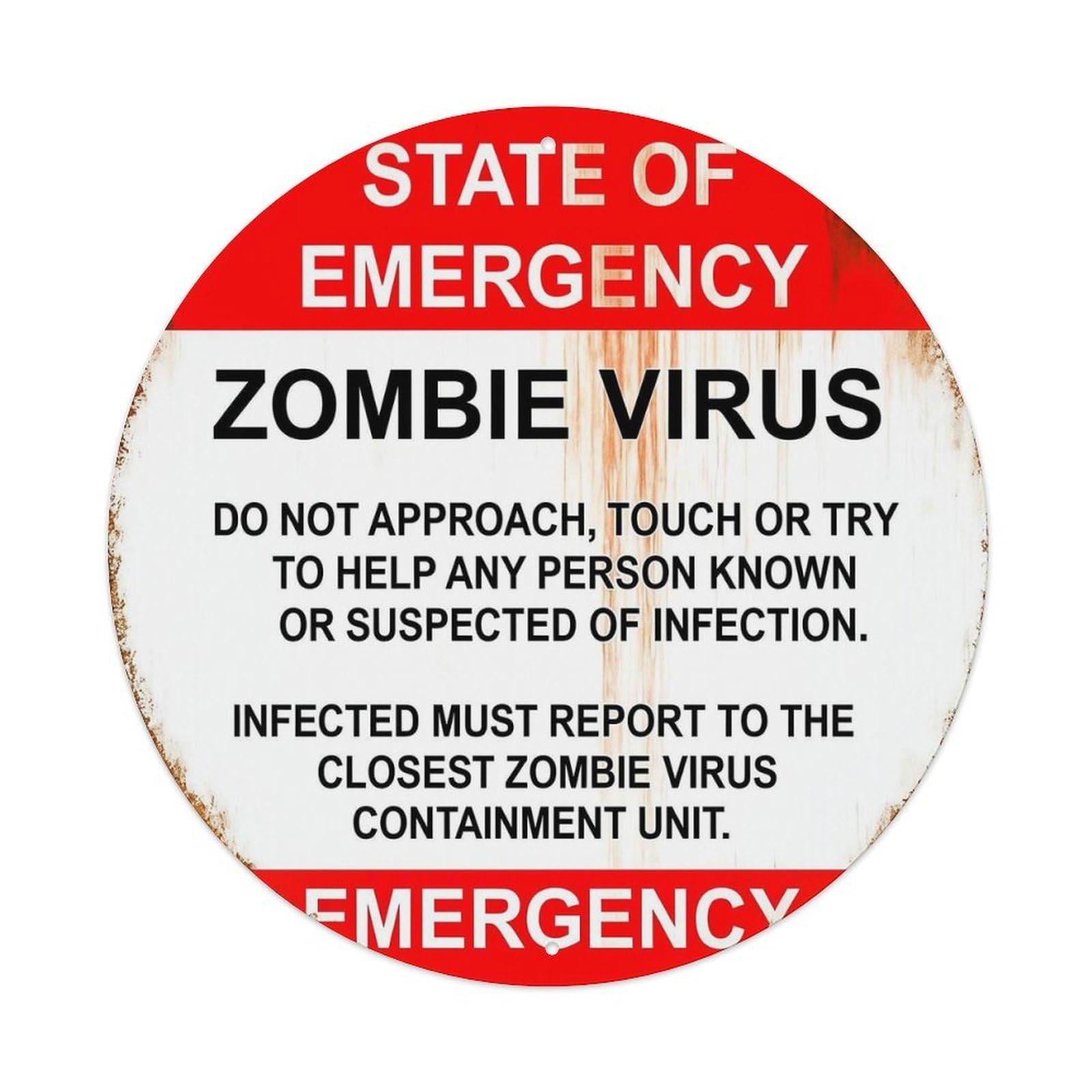 Jdyansheng Vintage State Of Emergency Zombie Virus Tin Sign Metal Poster Metal Signs For Home Man Cave Bar Cafe Kitchen Laundry Room Wall Decorations 8X8 Inches