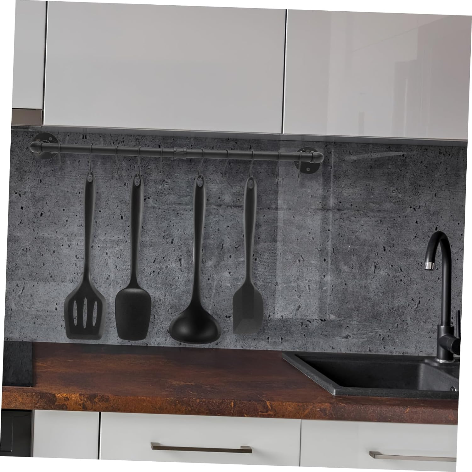Wall Hanging Kitchen Rail with Hooks 13x80cm Metal Pot and Pan Rack Industrial Style Utensil Holder for Kitchen Storage and Organization