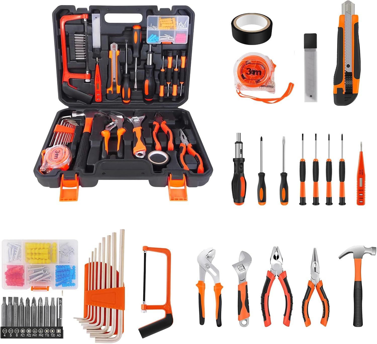 Tool Set 102 Piece Hand Tool Set in a Case Wrench Sockets Universal and Household Tool Box
