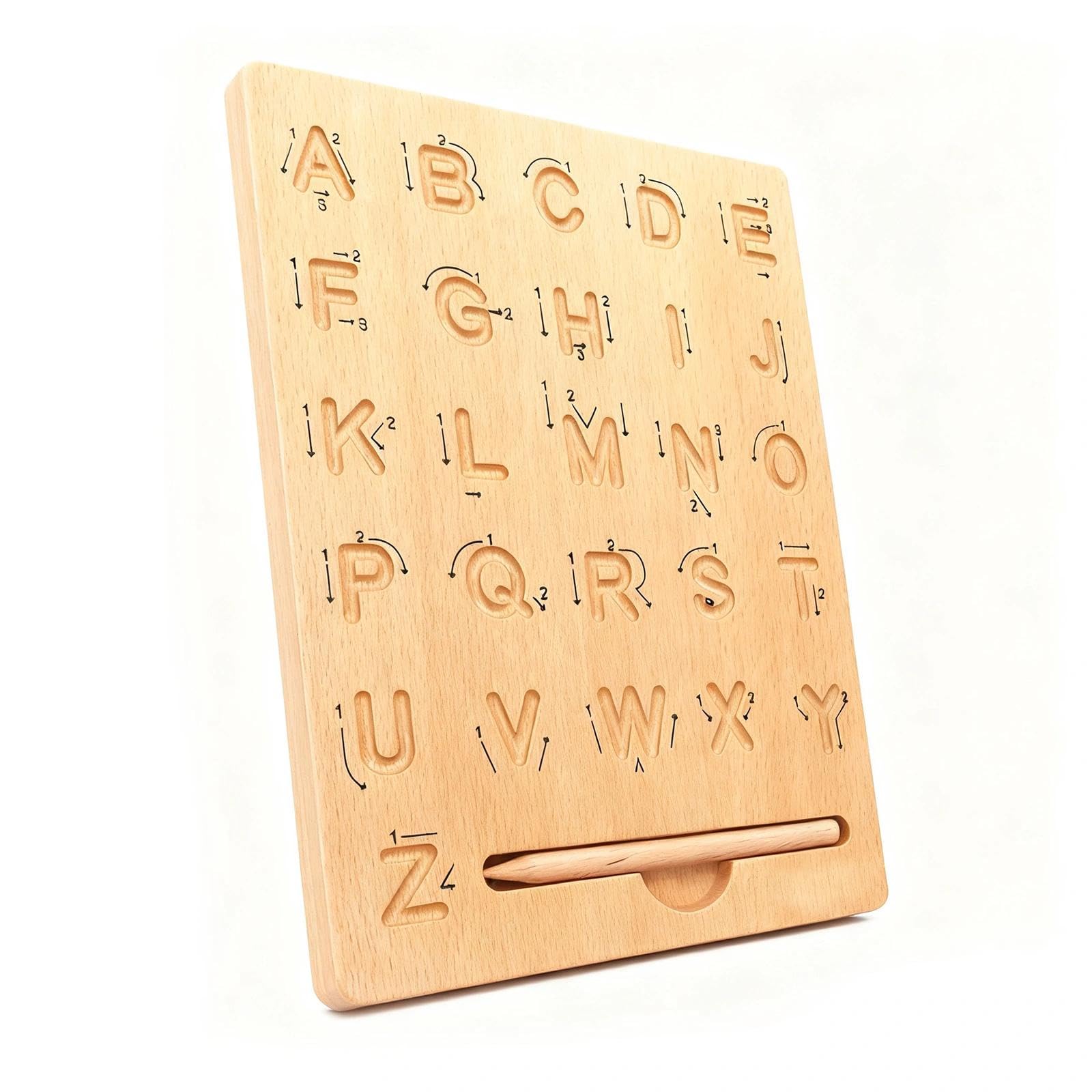 CHXAOM Letterboard Toy Montessori, Scrabble Letters Wooden Plug-in Game with ABC, Numbers Double-Sided, Educational Toy from 3 Years for Letters Game, Fine Motor Skills