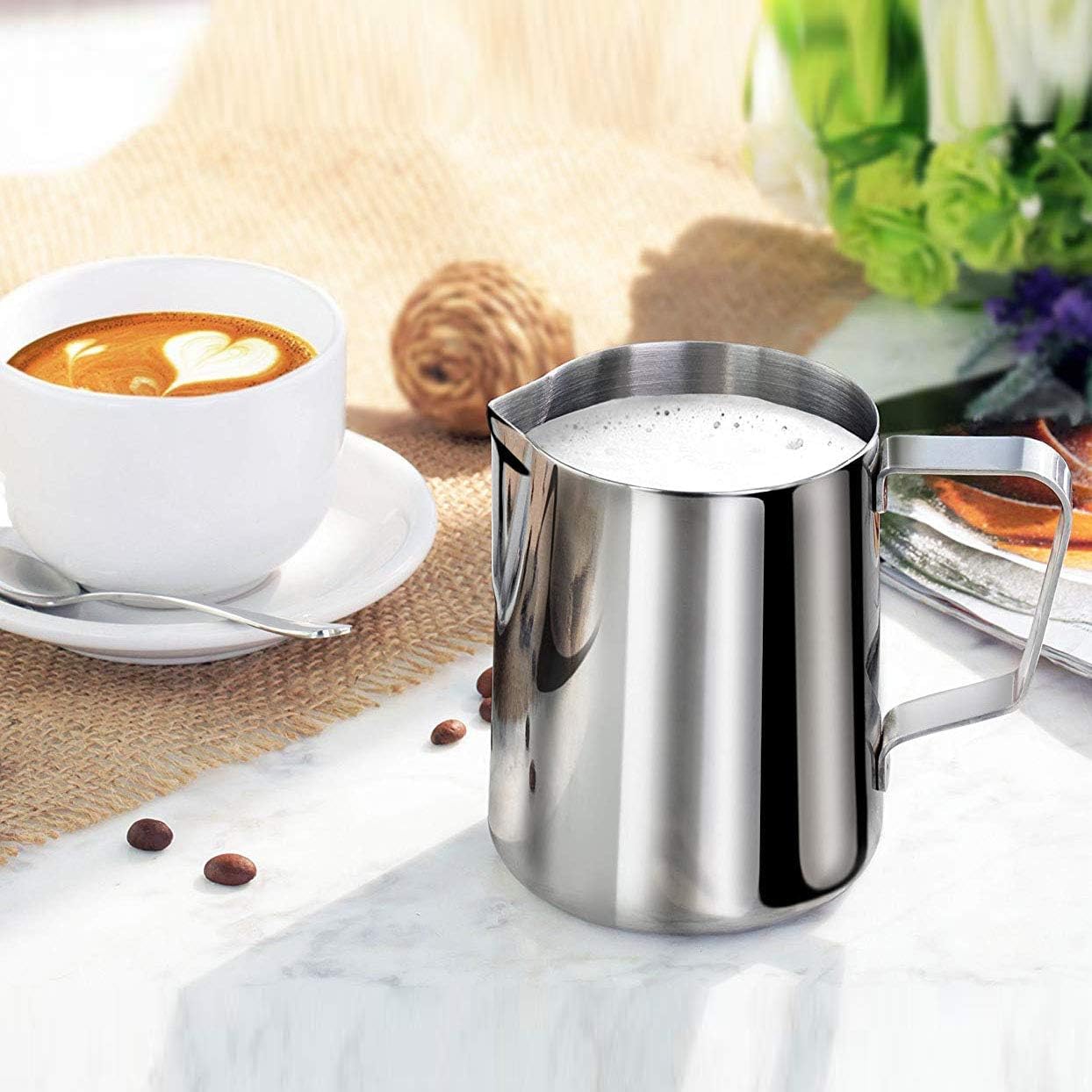 Dzbanek do spieniania mleka ze stali nierdzewnej, 250 ml, kubek do kawy dla baristy, idealny do cappuccino, espresso i latte art, narzędzie do spieniania mleka