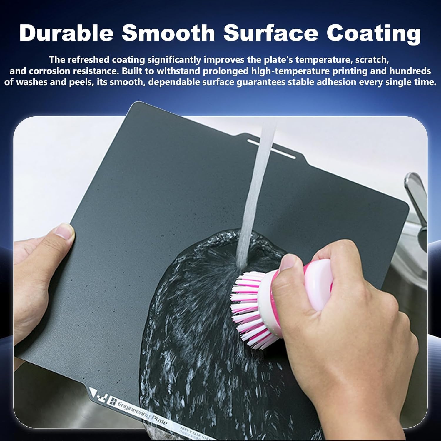 Original Bamboo Engineering Plate for P2S/X2D/P1P/P1S/X1/X1C/A1,High-Temp Build Plate for All Filaments, Heat-Resistant Smooth Coating,Strong Adhesion with Glue, Bambu 3D Printer Platform
