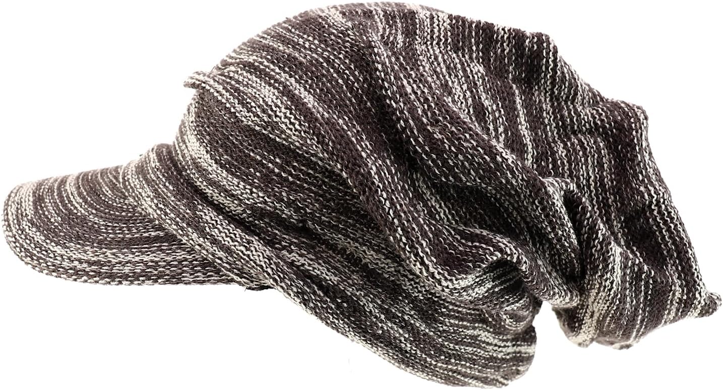 Armycrew Deep Crown Wrinkled Knit Slouch Rasta Beanie Visor