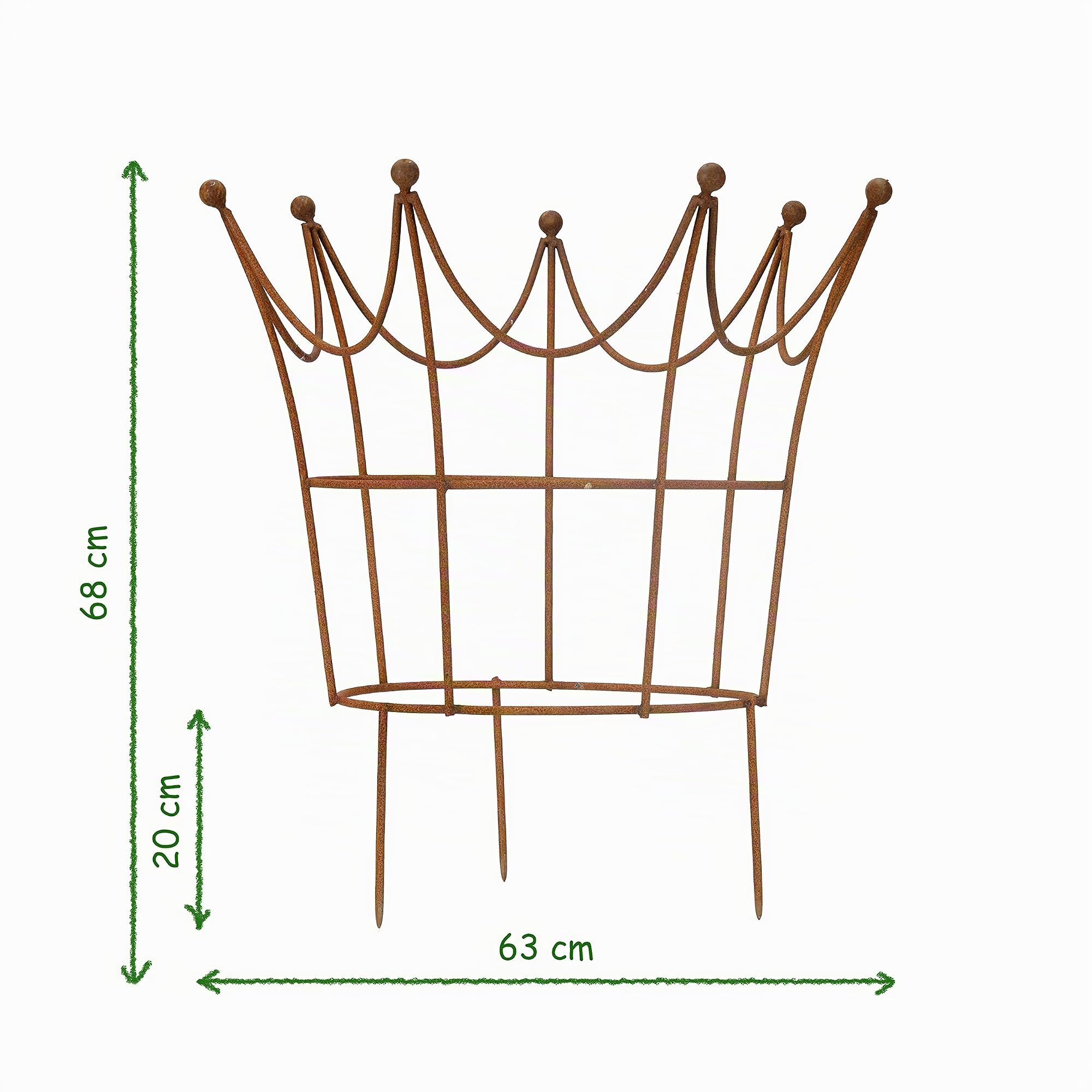 Rankgitter Rankhilfe Krone Rankgerüst Metall Eisen Rost Deko Staudenhalter rund (63cm breit)