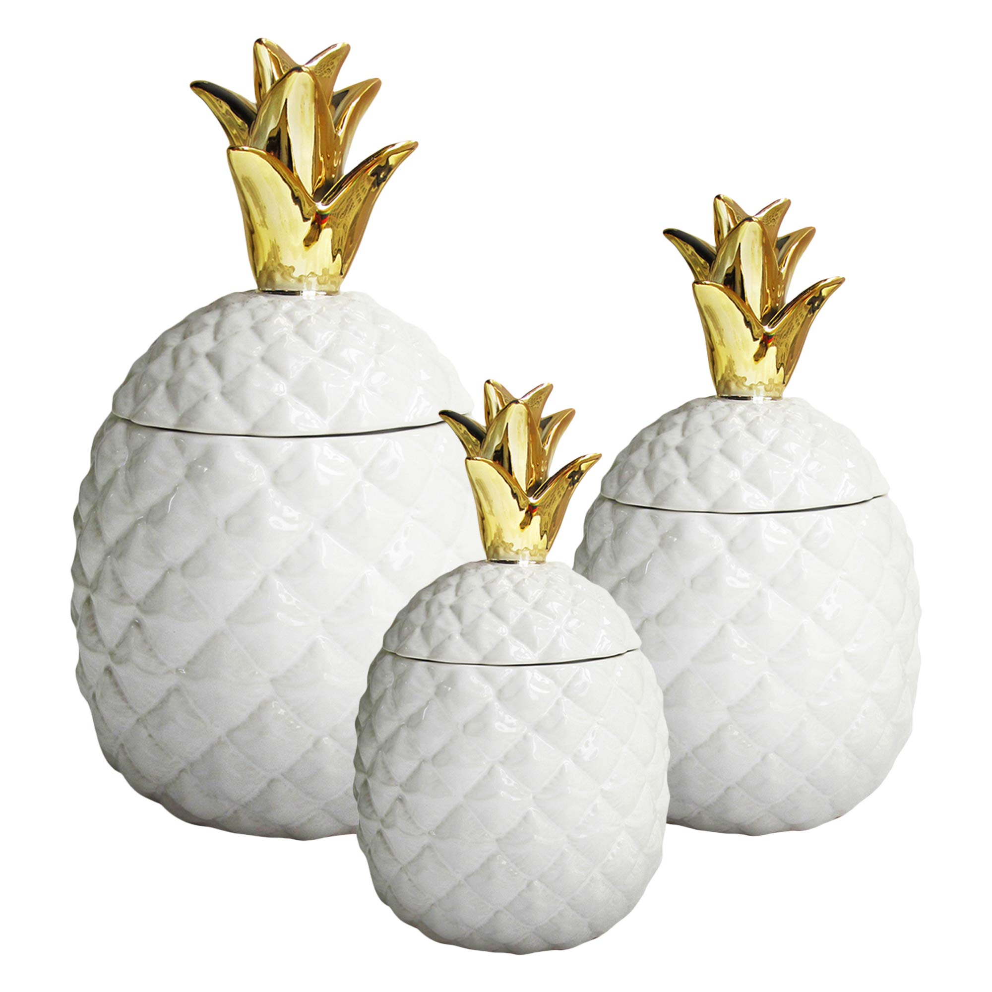 Buy American Atelier Pineapple Canister Set 3Piece Ceramic Jars Chic