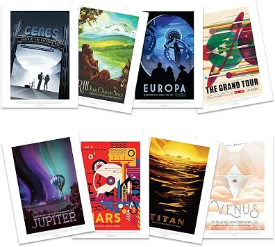 Doppelganger33 LTD NASA Poster Space Grand Tour Travel Advert Pack x 8 Posters Unframed Art Prints