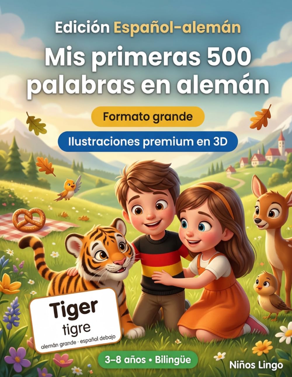 Mis primeras 500 palabras en alemán: Un diccionario ilustrado bilingüe en 3D para niños de 3 a 8 años | Libro de primeras palabras para bebés, preescolar, jardín de infancia y lectores jóvenes