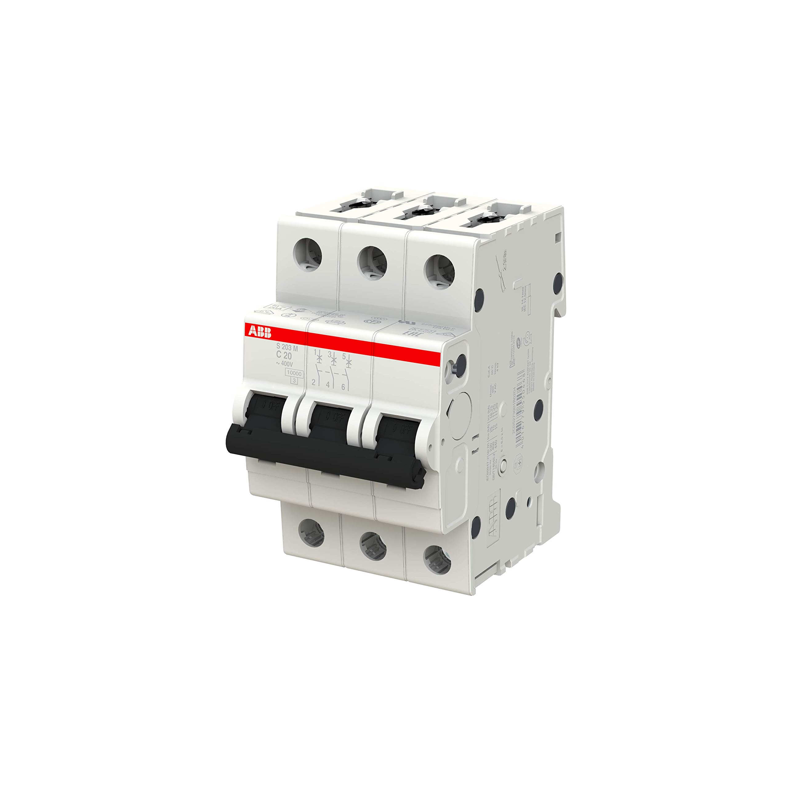 ABB S203M C20 INTERRUTTORE AUTOMATICO 10KA 3P, White