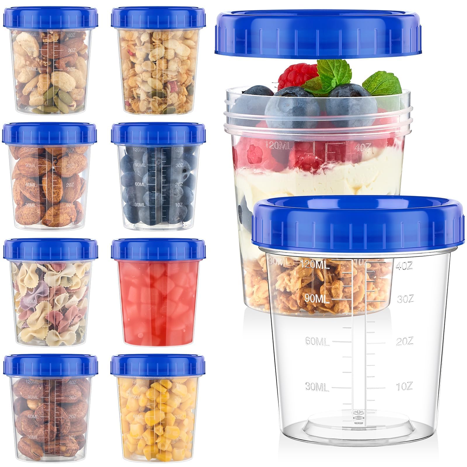 Bukela 10 Pack 4oz Salad Dressing Container Small Condiment Containers with Screw Lids Reusable Plastic Food Storage Container for Sauce Jam and Snack Stackable Dip Sauce Containers (120ML)