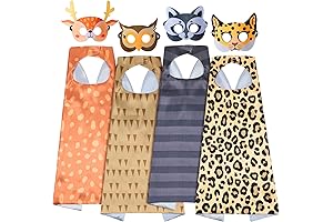 Leitee 4 Sets Animal Masks and Capes for Kids