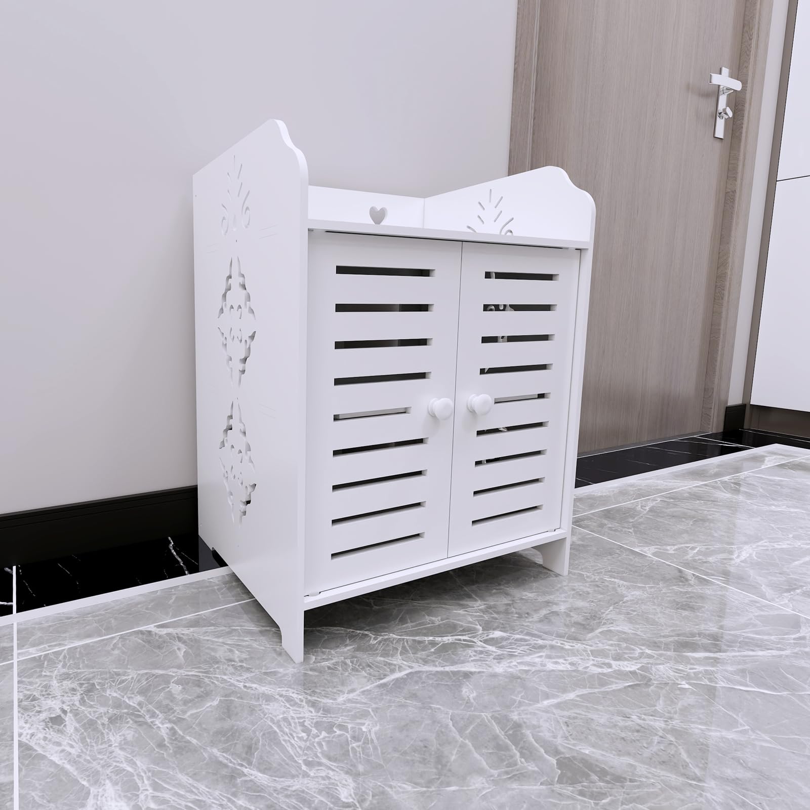 LANTUS Mobiletto portaoggetti per WC, mobile da bagno, supporto carta igienica con armadio e ripiani regolabili-40 x 35 x 53 cm (due livelli)