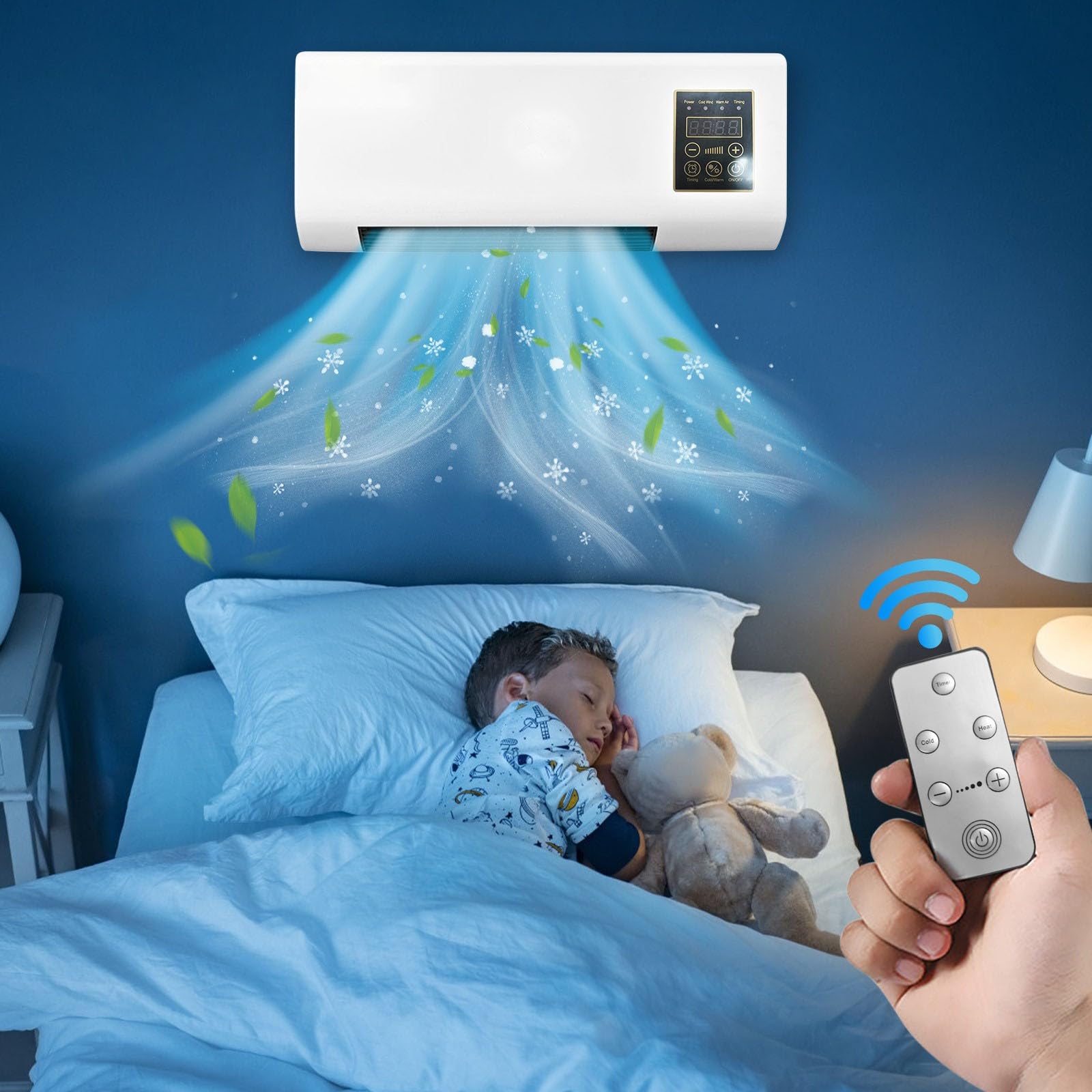 Tragbare Klimaanlage für Kühlung und Heizung, komfortables ganzjähriges Zubehör für Zuhause, modernes Design-Element für die Luftzirkulation, platzsparend, ohne Bohren