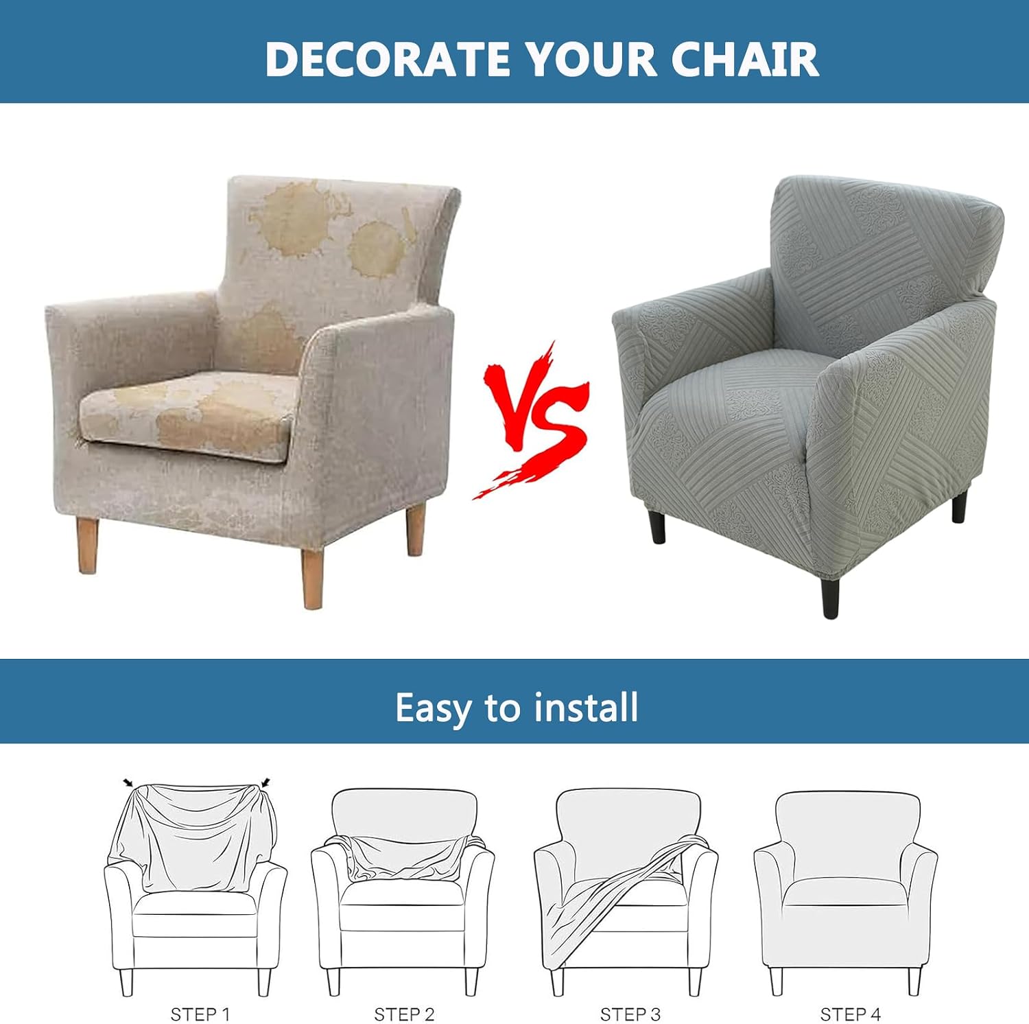 Banquet Armchair Slipcover, Sofa Chair Covers with Arms, Club Chair Slipcovers 1 Piece, Couch Covers Washable, for Living Room (Beige)