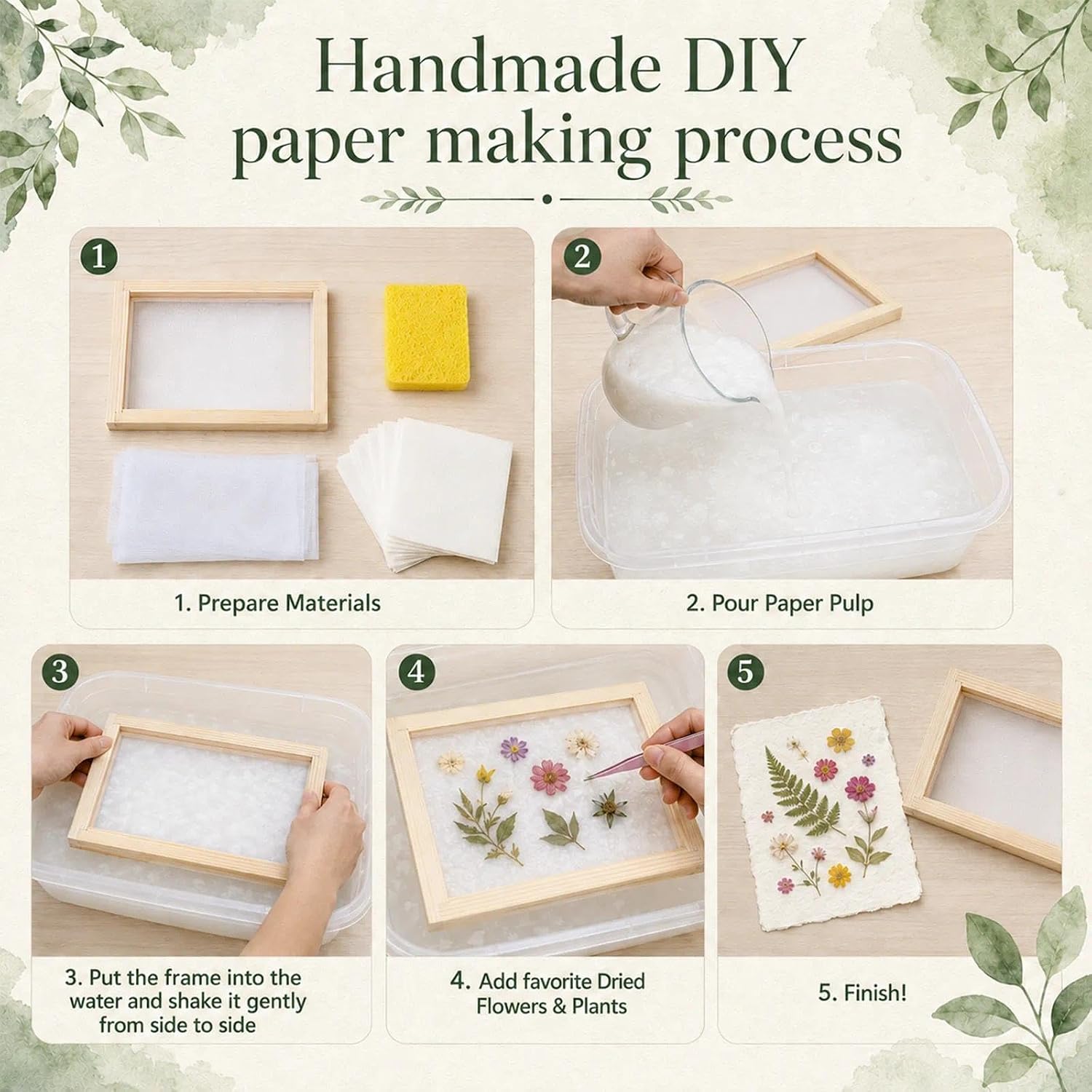 Prospura 10 Pcs Paper Making Screen Kit,5''x7'' Wooden Papermaking Supplies