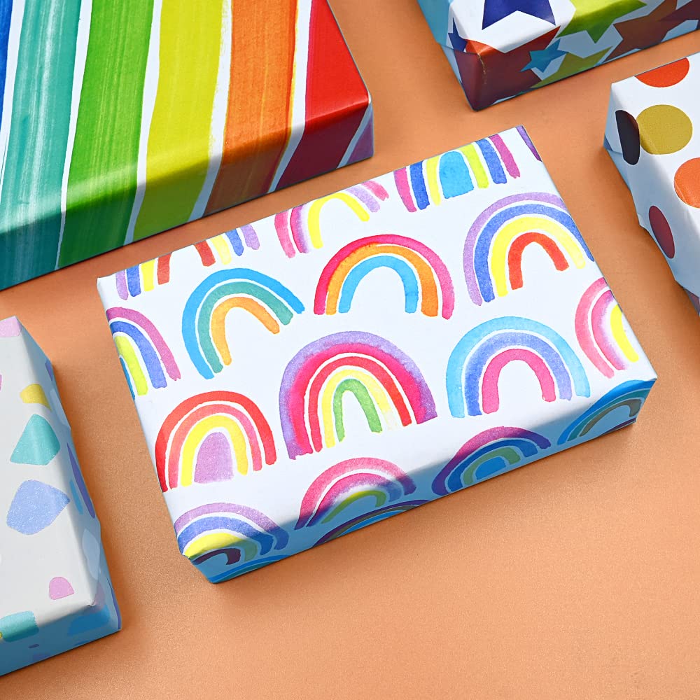 Rotolo di carta da regalo arcobaleno da 12 m 80 g riciclabile