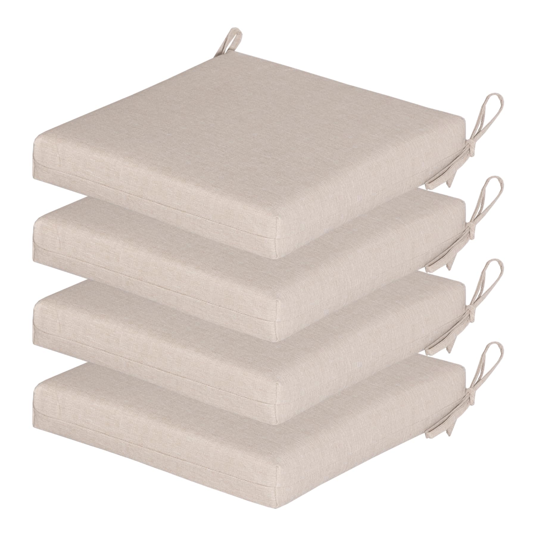 Photo 1 of COZYVIDA Outdoor Chair Cushions Set of 4, 20"x20" Square Seat Pads with Tie Straps and YKK Zippers, 30D High-Density Foam, Water-Resistant Fabric,UV-Resistant 1000+ Hrs,Putty