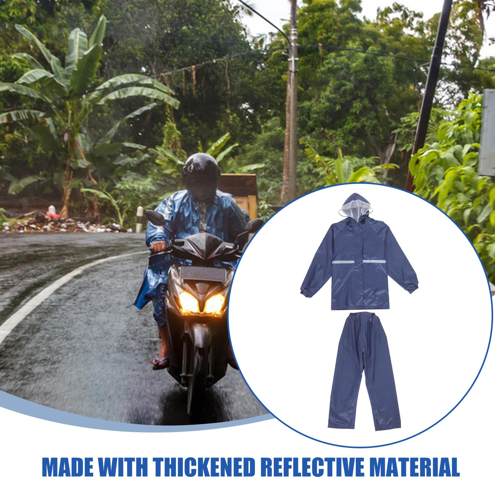 Conjunto Reflectante para Motocicleta y Bicicleta, Chaqueta y Pantalones de Lluvia de Doble Capa, Talla XL para Adultos, Resistente al Viento y Lluvia, Adecuado para Actividades