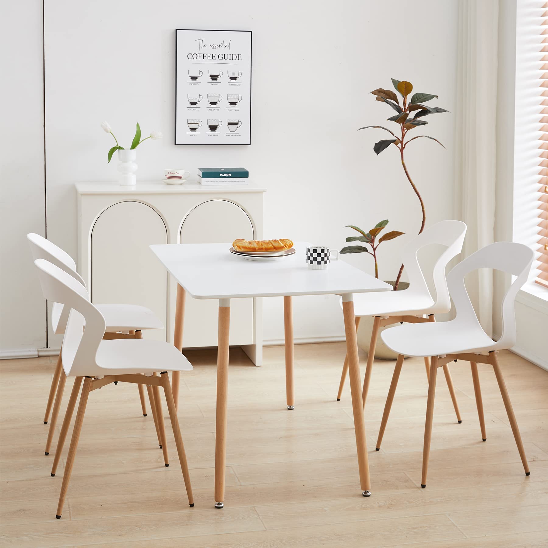 Set 6 Sedie Da Pranzo EGOONM Bianche Con Gambe In Metallo: Design Ergonomico E Resistente