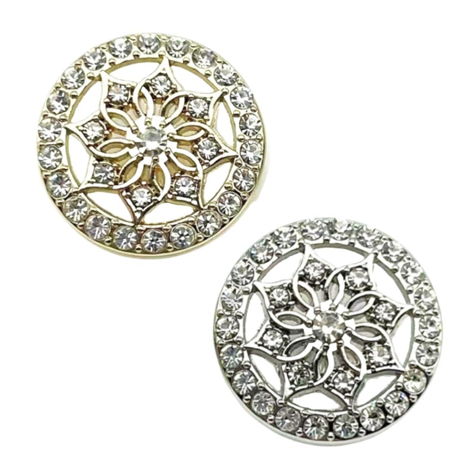 10 botones de metal con incrustaciones de diamante para costura, álbumes de recortes, manualidades, suéter, botón decorativo de 20 mm (dorado)