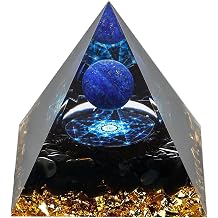 Orgone Pyramid Lapis Lazuli Healing Crystal Pyramid Orgonite Healing Stone Protective Crystal Energy Generator for Meditation, Stress Relief, Yoga