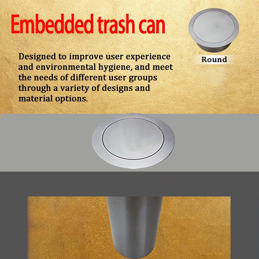 304 Stainless Steel Built-in Trash Can Lid, Countertop Waste Disposal Chute, Multiple Sizes Swivel Flip Cover, Suitable for Food Scrapes Veg Peeling Worktop,130mm