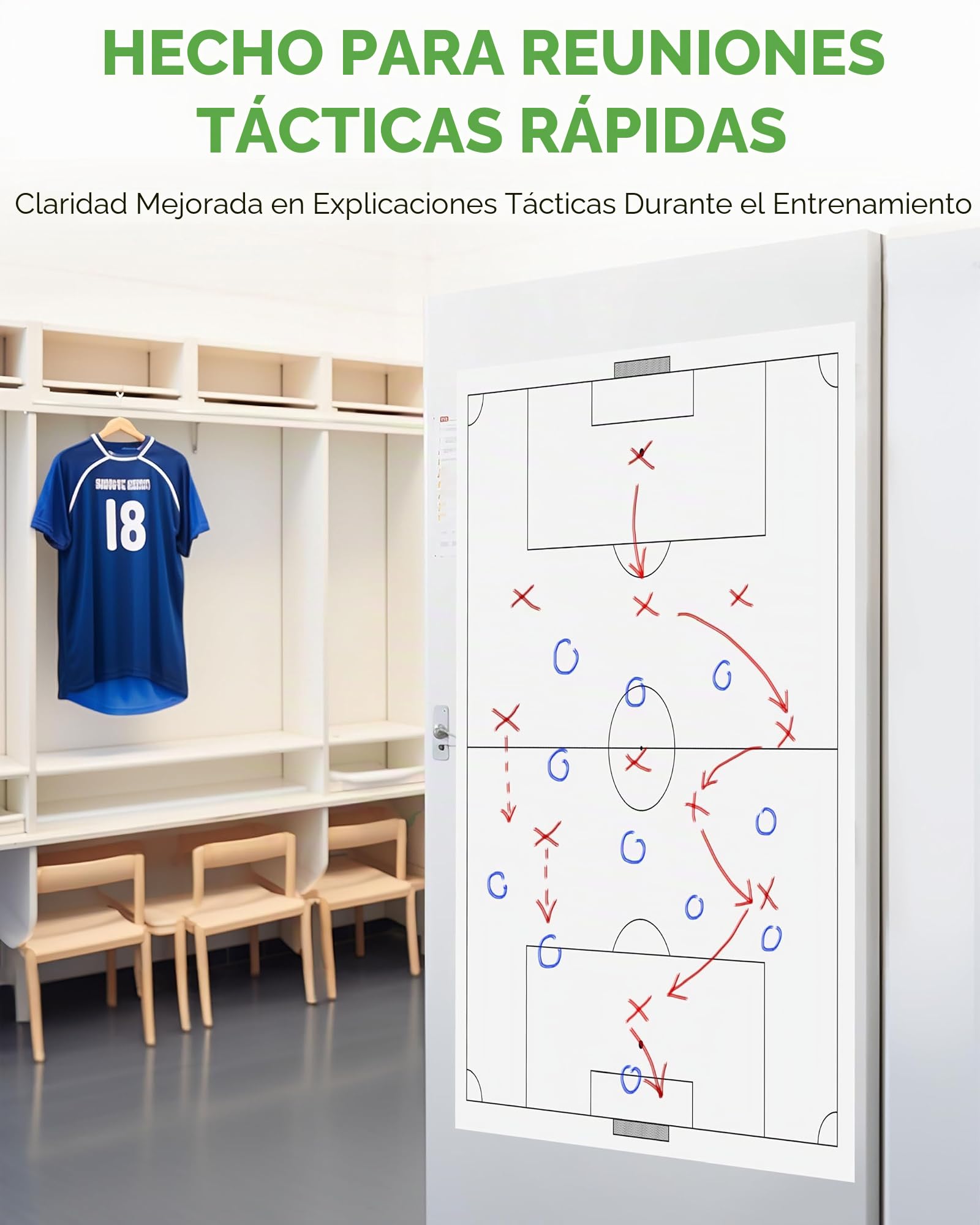 Magique - Pizarra táctica de fútbol autoadhesiva - Lámina táctica estática de fútbol con 25 hojas y 2 rotuladores para pizarra incluidos, se puede limpiar y reescribir, adecuada para todas