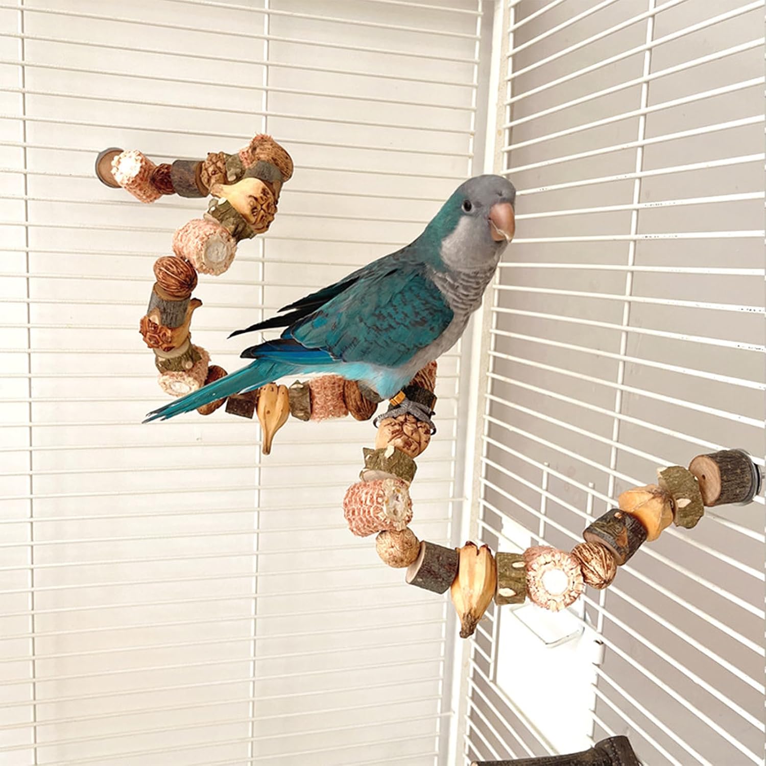 Bird Chew Toys, 27.5in Parakeet Natural Corn Stick Parrot Hanging Toys Perch Stand for Conure Cockatiel Parrotlet Budgie image 5