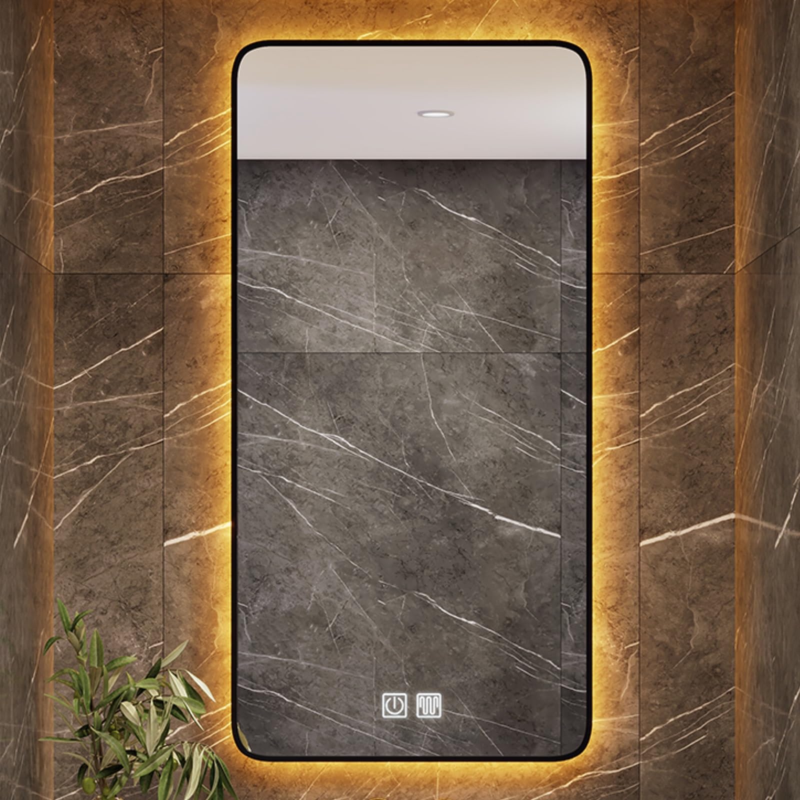 FGXHHS with LED Lighting, Dimmable Anti-Fog Wall Mounted Vanity Mirror, Smart Touch Control & 3 Color Temperatures, Iron Frame, HD Glass for Modern Bathrooms (60x90cm/23.6x35.4in